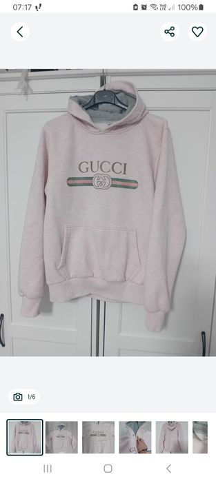 #Gucci bluza czarna kaptur i różowa