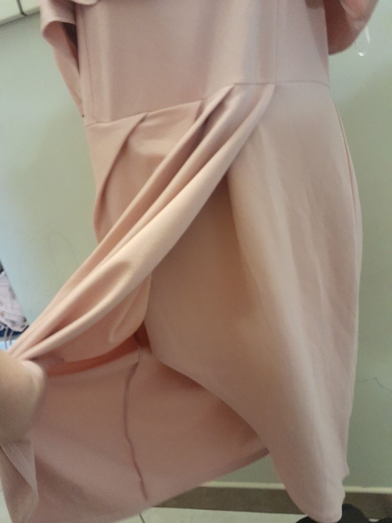 Sukienka pudrowy róż hiszpanka plus size XXL 3XL 46 44