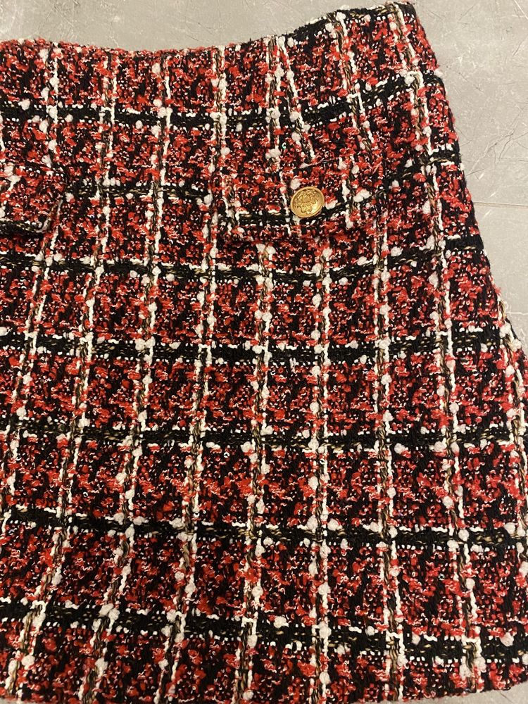 Spódnica mini Shein Privé roz 38 M spódniczka czerwona z tweedu
