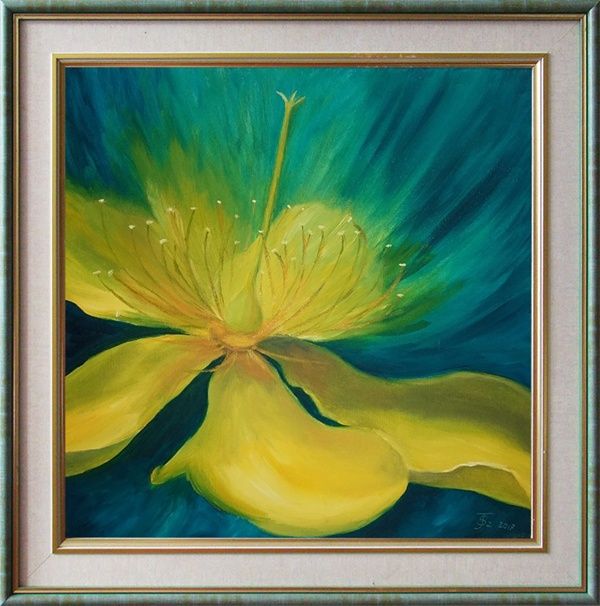 Obraz olejny "Żółty kwiat" abstrakcja