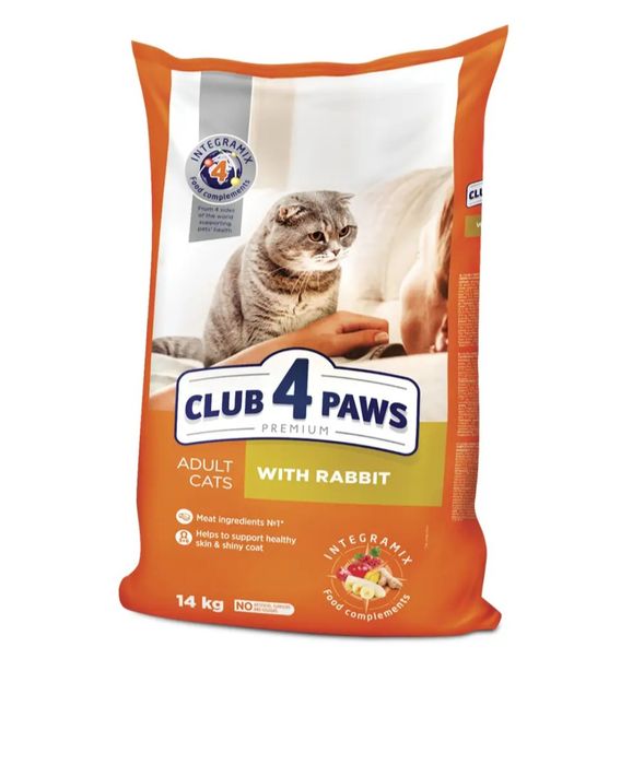 Club 4 Paws Premium Клуб 4 лапы сухой корм для кошек, с кроликом 14 КГ