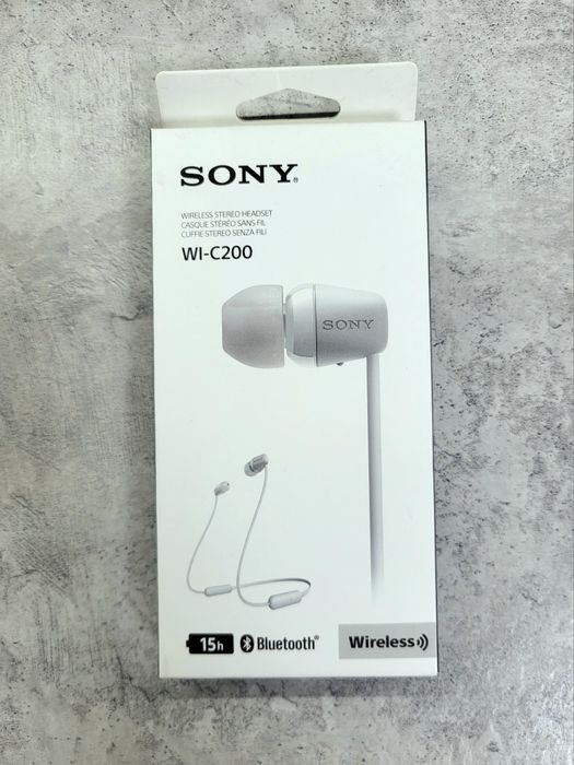 Навушники Sony WI-C200 bluetooth-гарнітура вакуумні з мікрофоном білі