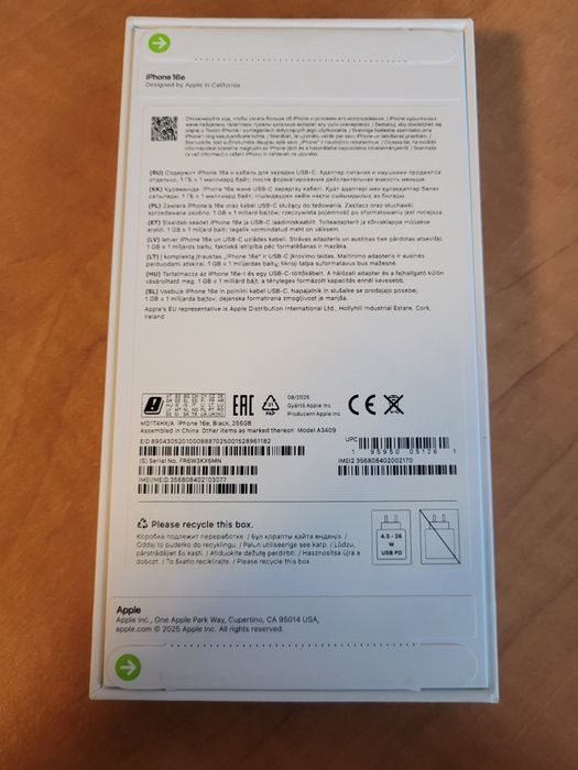 iPhone 16e 256GB black nowy