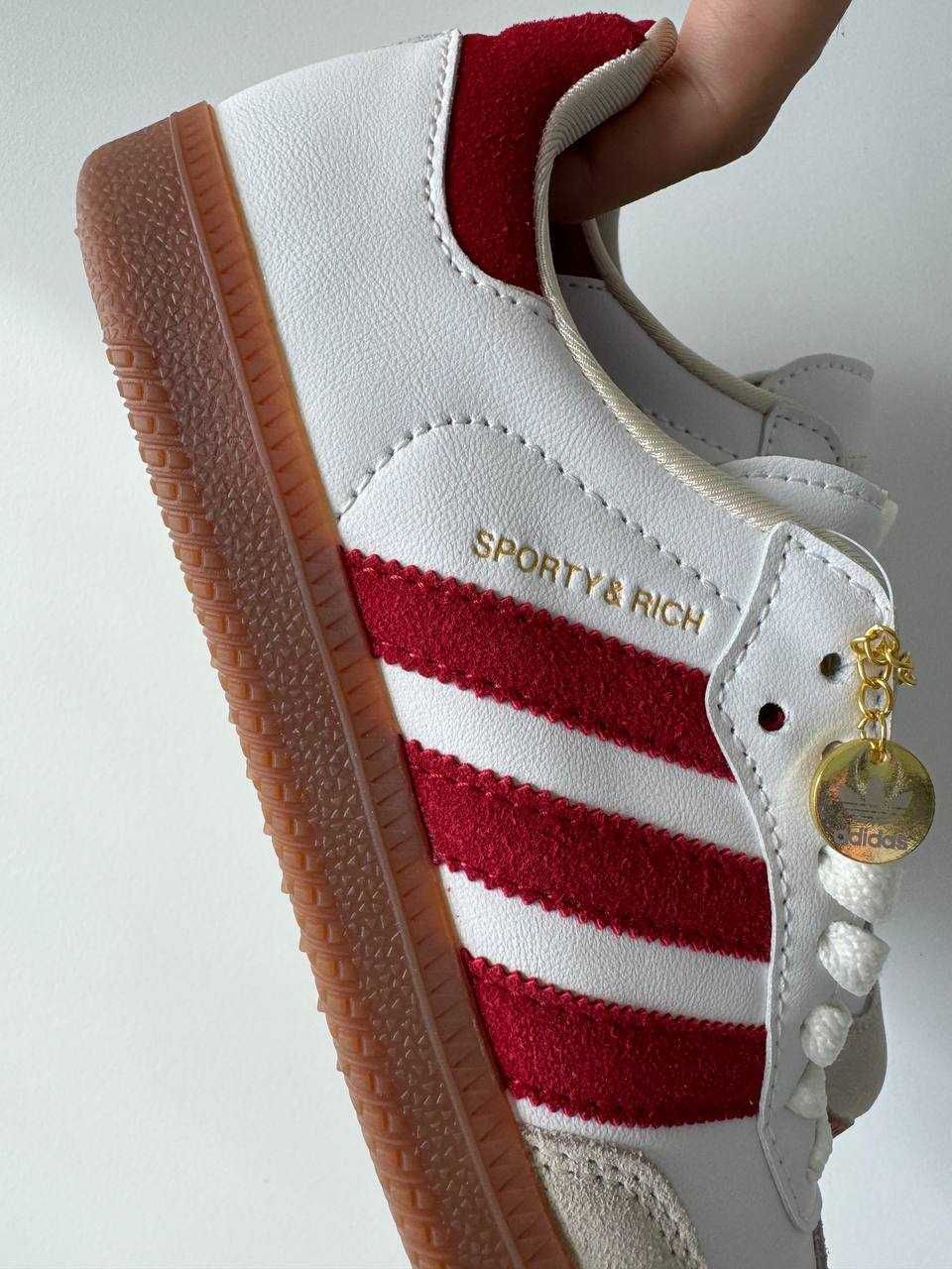 Жіночі кросівки Adidas Sporty & Rich білий з червоним 0717 НОВИНКА