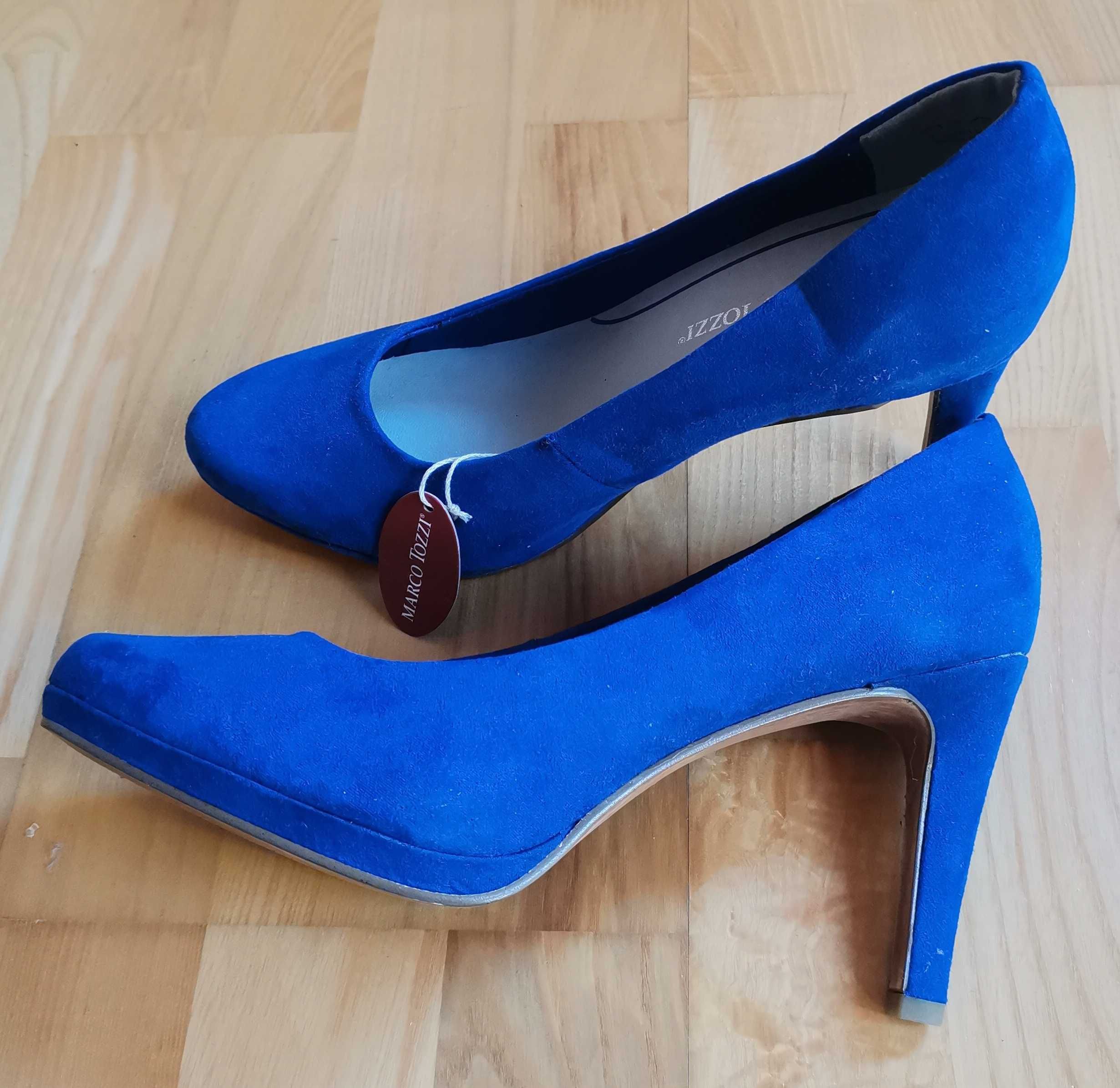 Nowe skórzane buty szpilki Marco Tozzi