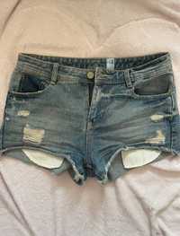 niebieskie jeansowe szorty z kieszeniami i przetarciami new look