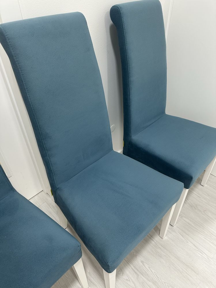 6 cadeiras tecido azul