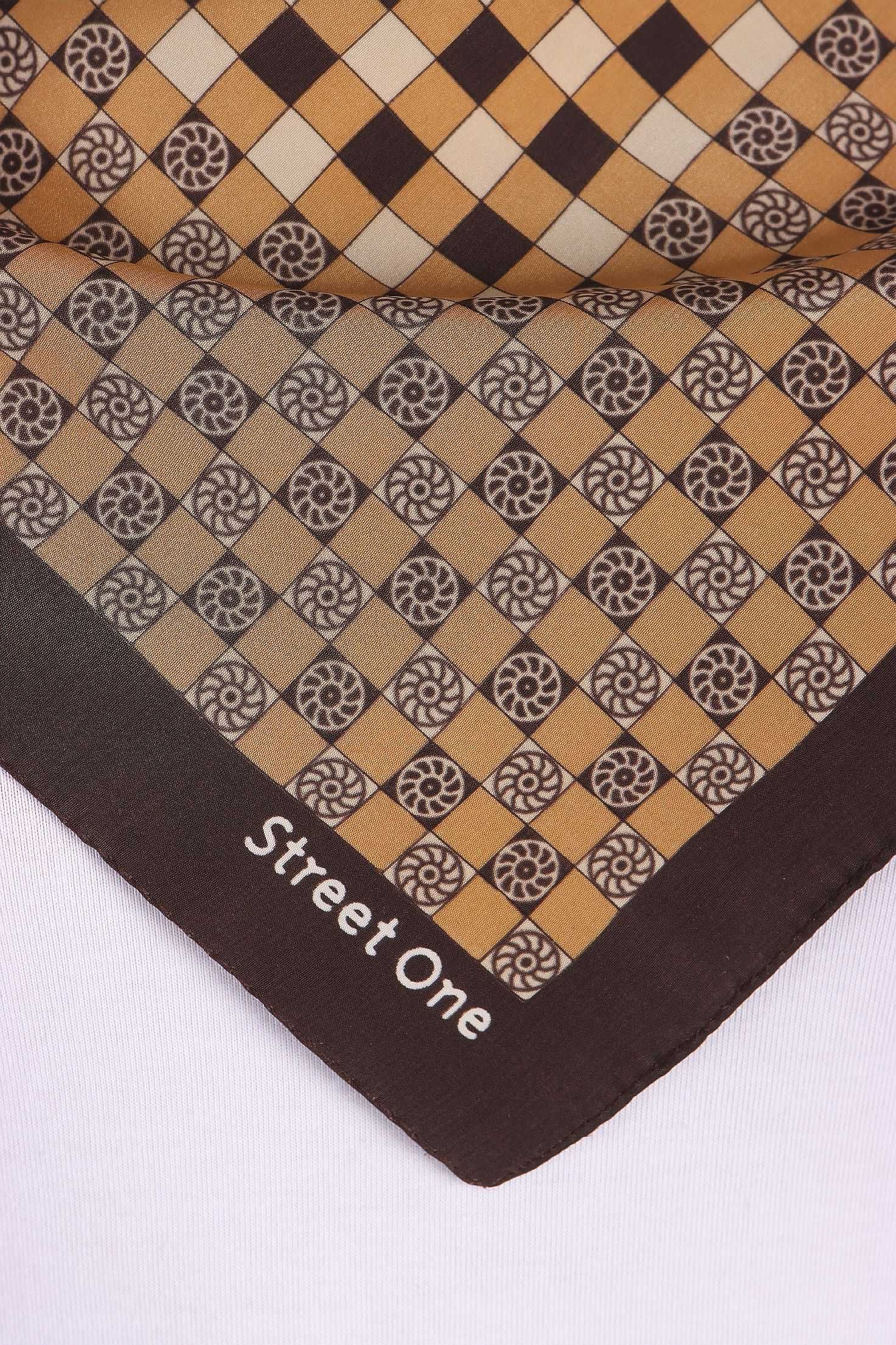 B-6165 STREET ONE apaszka chusta gawroszka brąz beż logo 50x50