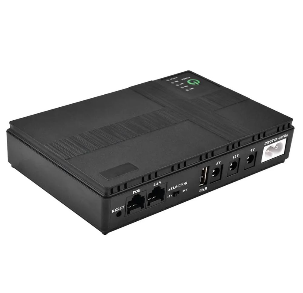 ДБЖ для роутеру, UPS DC1018P, 10400 mAh, 18w, 5v/9v/12v, чорний