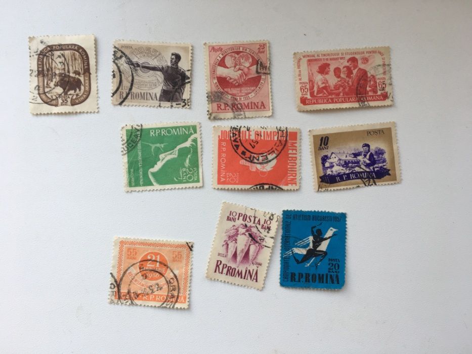 Марки почтовые, коллекционные Румынии, 1956год
