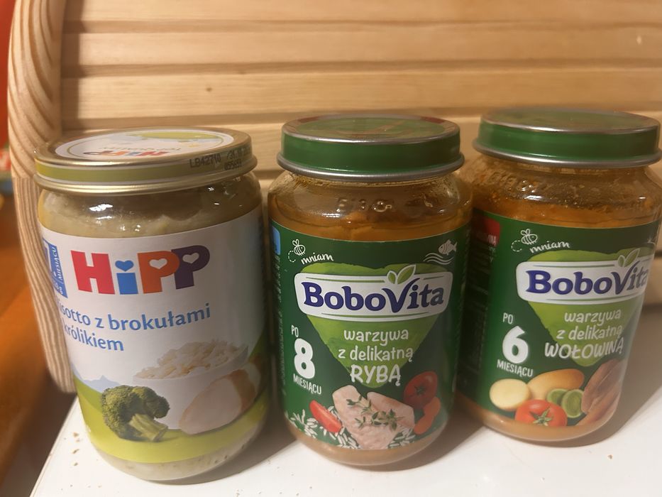 Słoiczki dla dzieci, bobovita 2x190gram, hipp 1x220gram