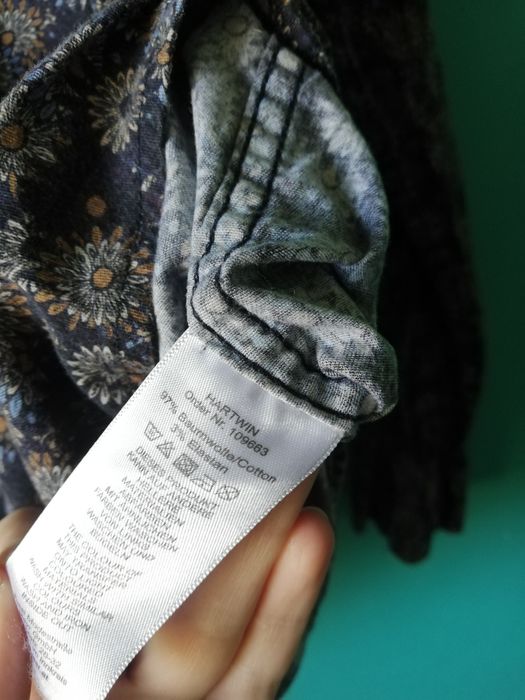 Granatowa koszula męska w kwiaty S Jean Carriere slim fit jesienne kwi