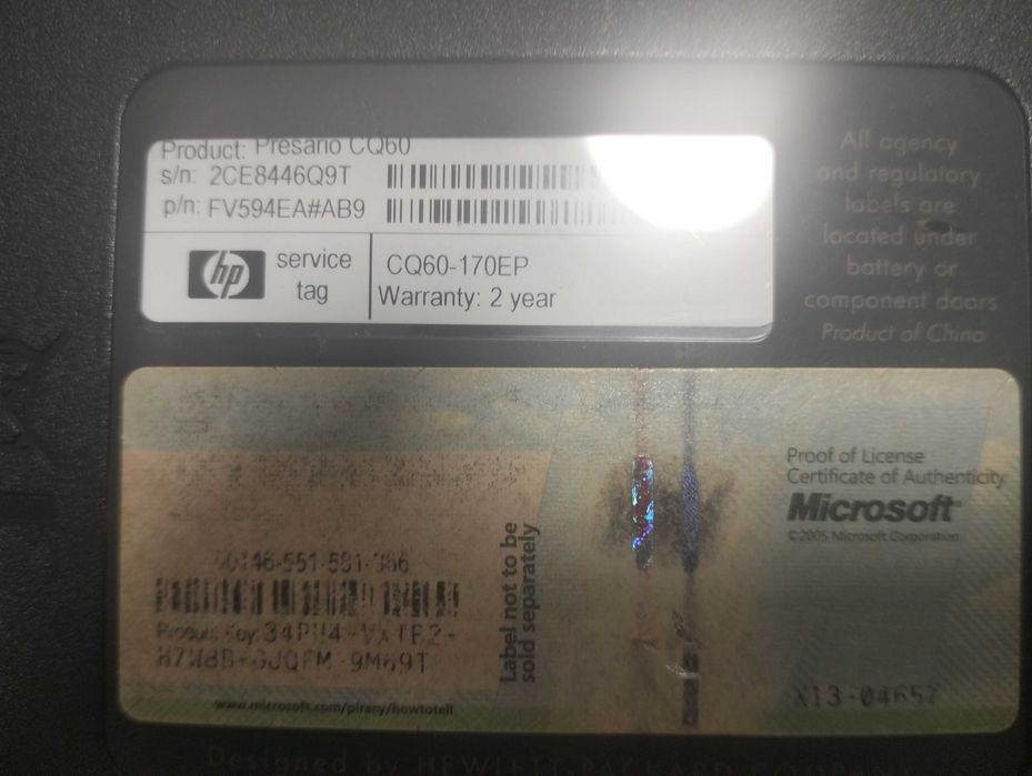 Portátil Compaq Presario CQ60