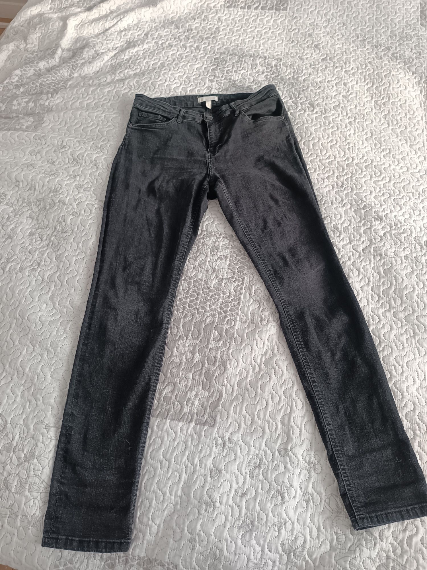 Czarne jeansy rurki skinny wysoki stan H&M r. 40