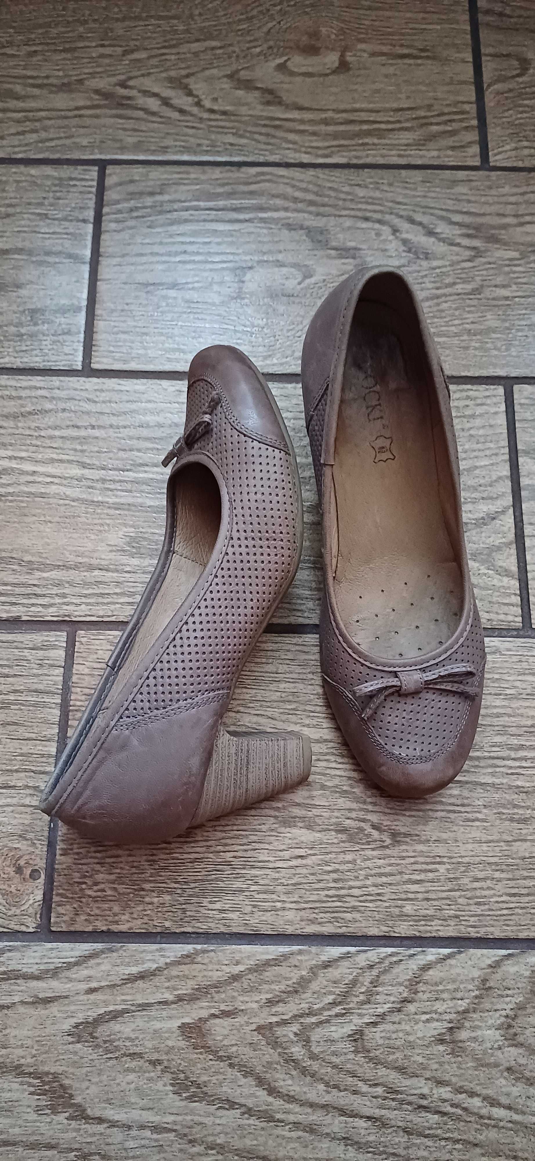 Skórzane czółenka Lasocki# buty na obcasie r. 39