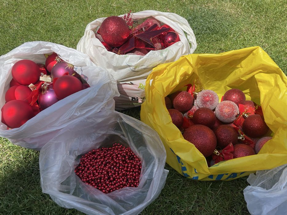 Bombki choinkowr czerwone fioletowe
