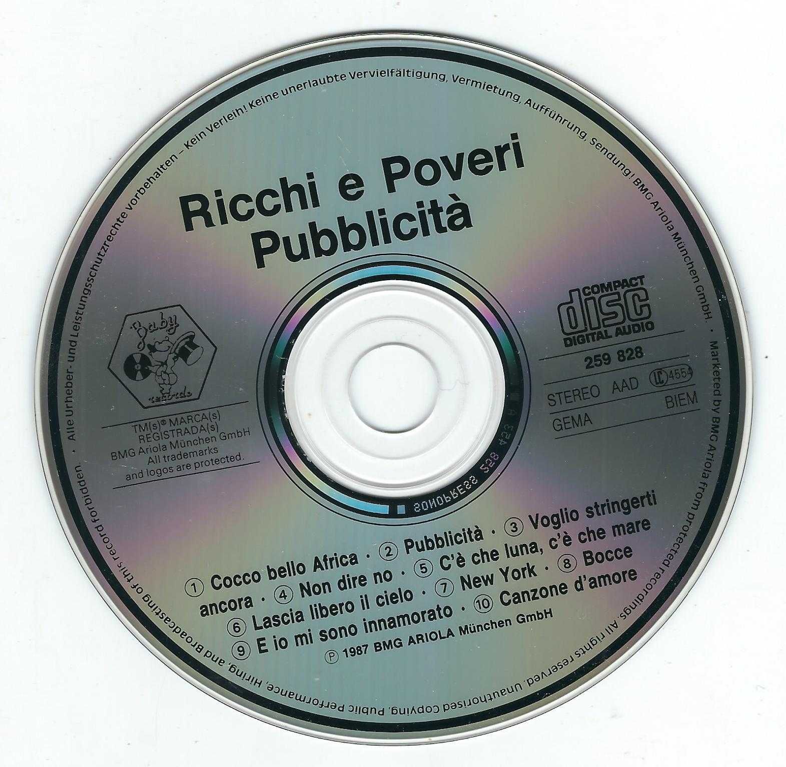 CD Ricchi E Poveri - Pubblicita (1987) (Baby Records)