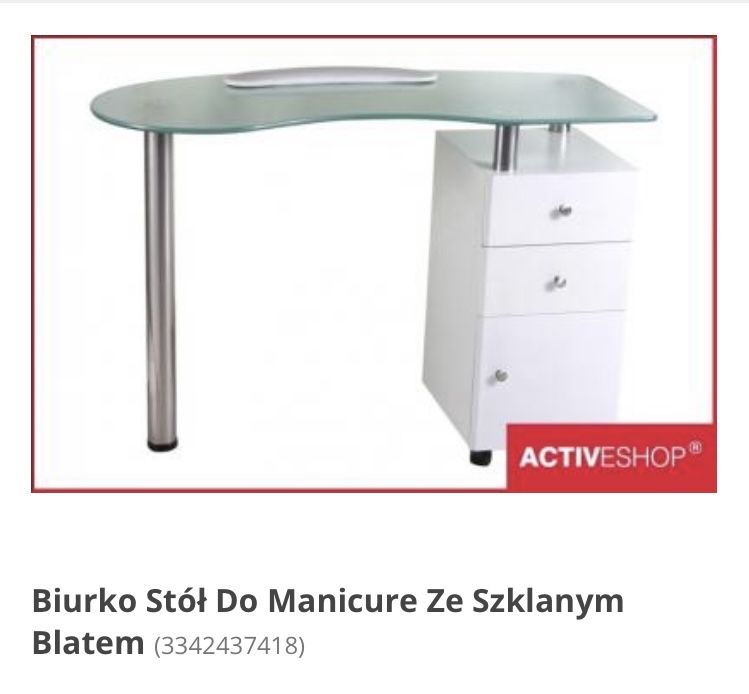 Stolik do manicure szklany blat