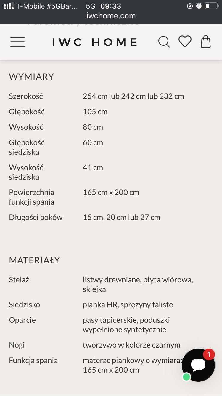 Sofa IWC super jakość