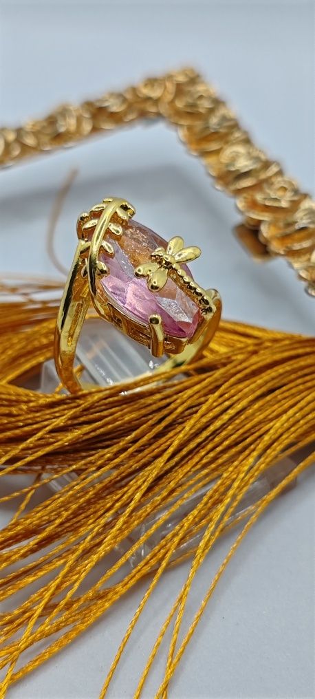 Anel libélula rosa