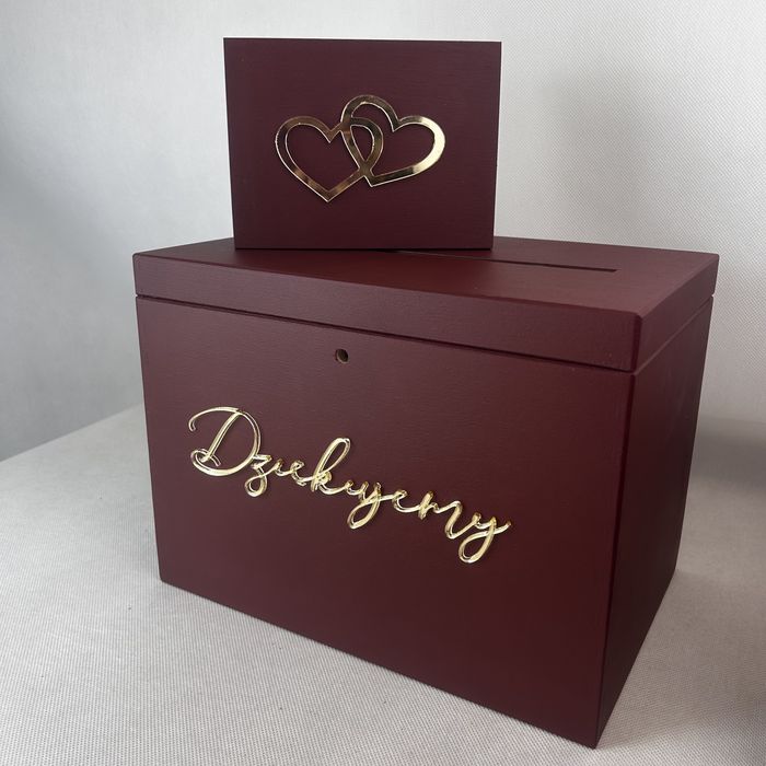 Pudełko na koperty i obrączki w kolorze bordowym