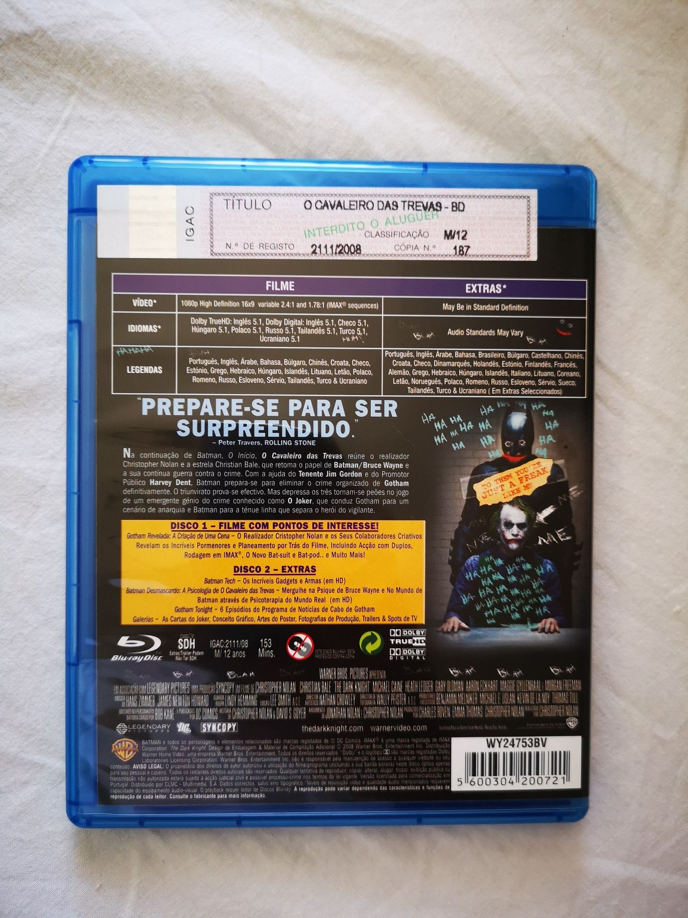 Batman O Cavaleiro das Trevas - Filme Blu-Ray