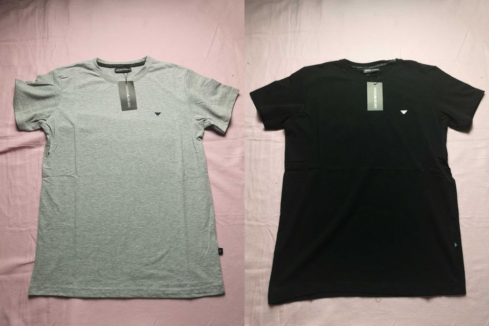 Koszulka t-shirt męski Armani mały znaczek czarna szara nowa