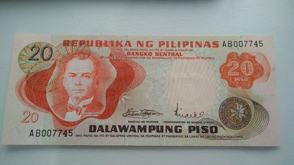 Nota Filipinas 20 PISO 1974 não circulada