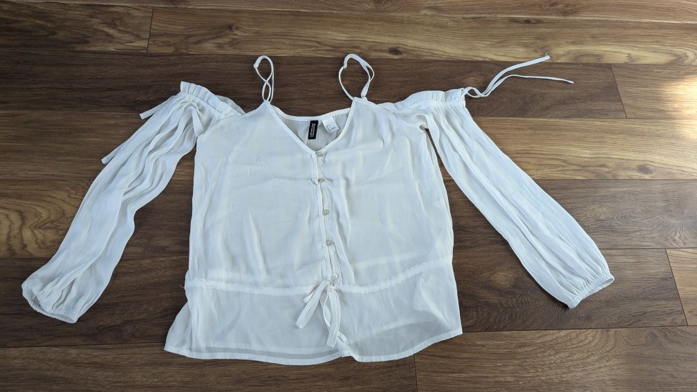 Przezroczysta biała bluzka H&M na lato