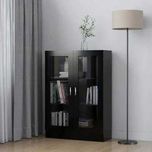 vidaXL Witryna, czarna, 82,5x30,5x115 cm, materiał drewnopochodny