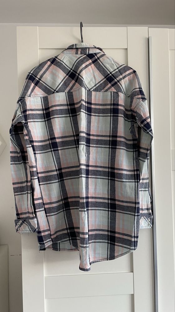 Flanelowa koszula w krate only rozowa niebieska S/36