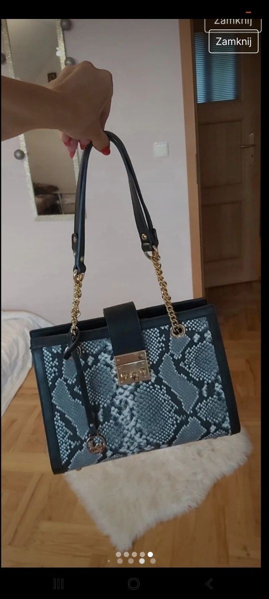 Torba torebka na ramię skóra węża credi  print tk max