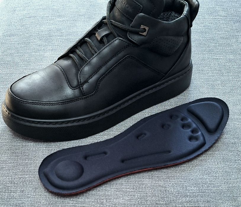 Чоловічі натуральні демі хайтопи чорні осінні черевики  41 42 44 45 46