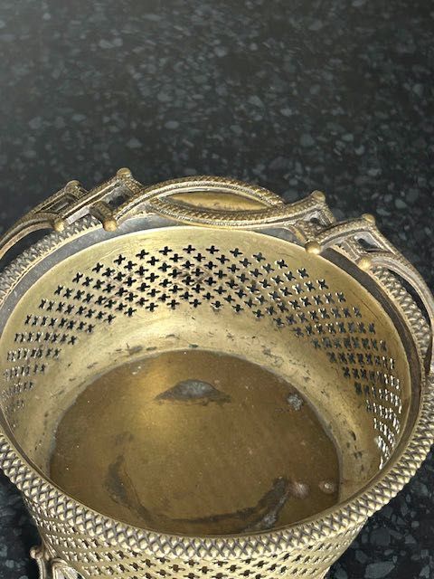 Metalowy koszyczek mosiądz, mosiężny koszyczek stary antyk