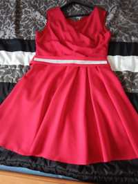 Sukienka czerwona pasek cyrkonie 50