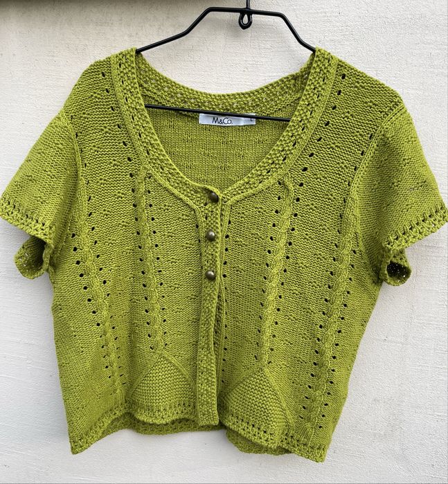 Вінтажний в’язаний кардиган M&Co, оливковий, розмір L