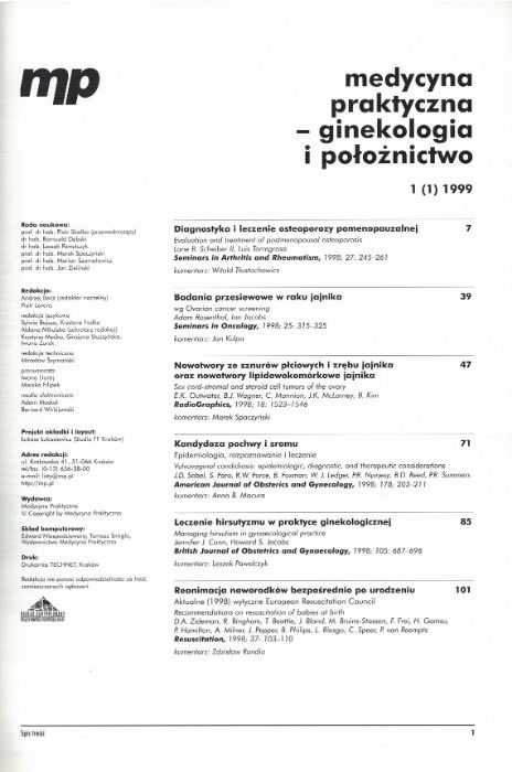 MP medycyna praktyczna ginekologia i położnictwo 1 maj-czerwiec 1999