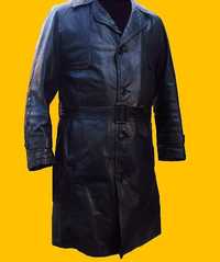 Пальто мужское из натуральной чёрной кожи