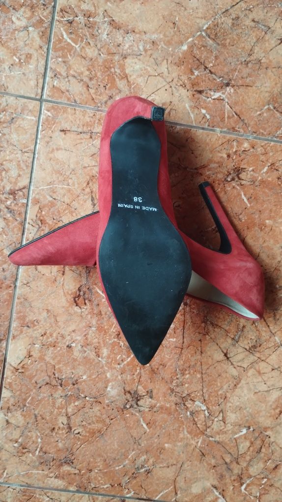 Натуральна замша червоні туфлі 38