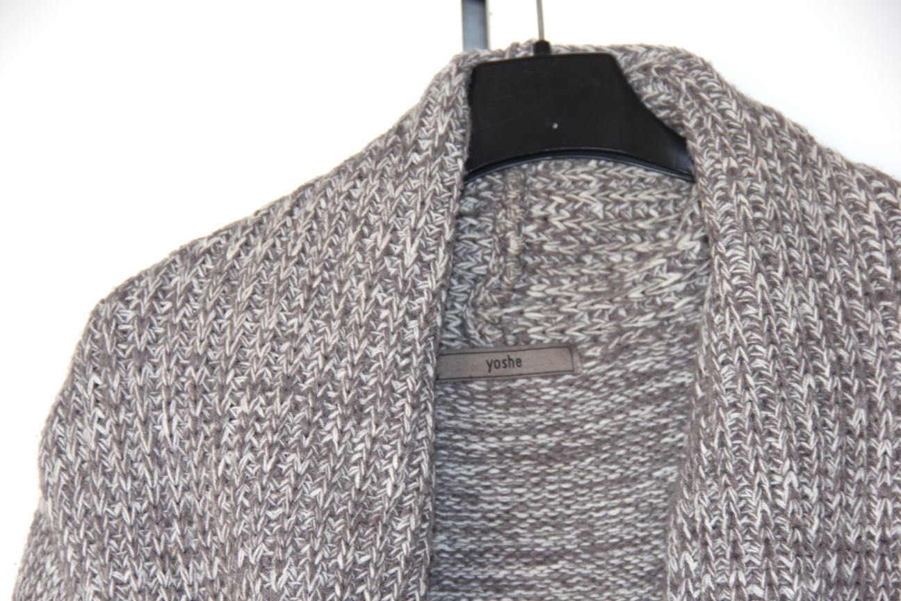 yoshe sweter szary wełna wełniany kardigan s 36 xs 34 m 38
