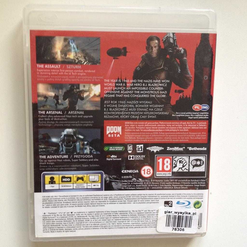 Wolfenstein The New Order PS3 PL Sklep W-wa Ursynów