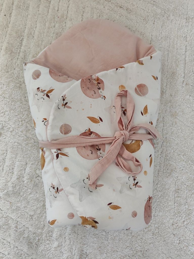 Rożek otulacz niemowlęcy Boho Space różowy biały whitebambi