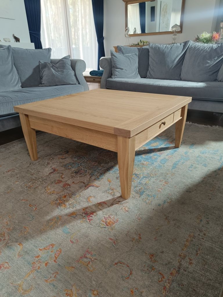Dębowy stolik kawowy 100/100/45 cm ława lity dąb