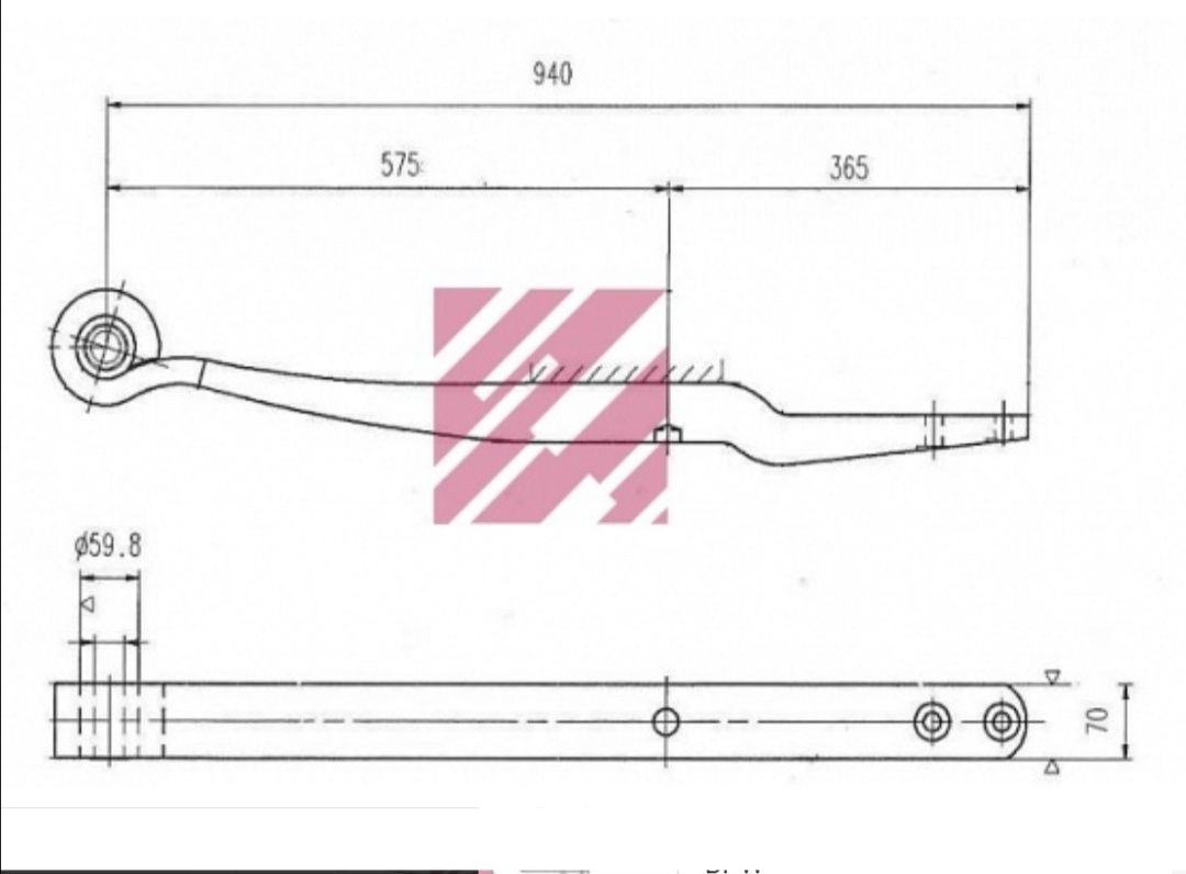 Напівресора 1лист. L=575 BPW ресора для BPW, F179Z232ZA75 Weweler