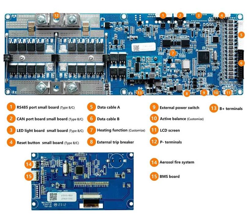 Платы bms 08S 150A-SP48B ЖК-экраном, LiFePO 4 BMS 100 А
