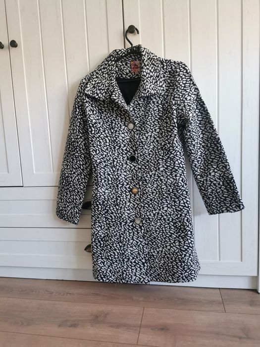 Płaszcz damski jesień zima vintage ozdobne guziki