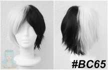 Monokuma Cruella de Mon cosplay wig peruka biała czarna krótka krótki