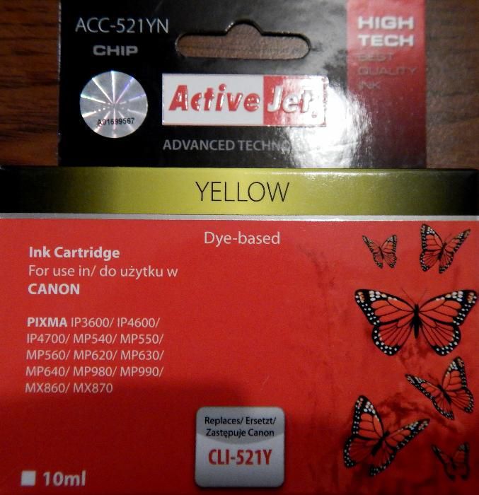 TUSZ do Canon CLI-521M (CHIP), NOWY! Kolory: M, Y, C, Bk, 10 ml z CHIP