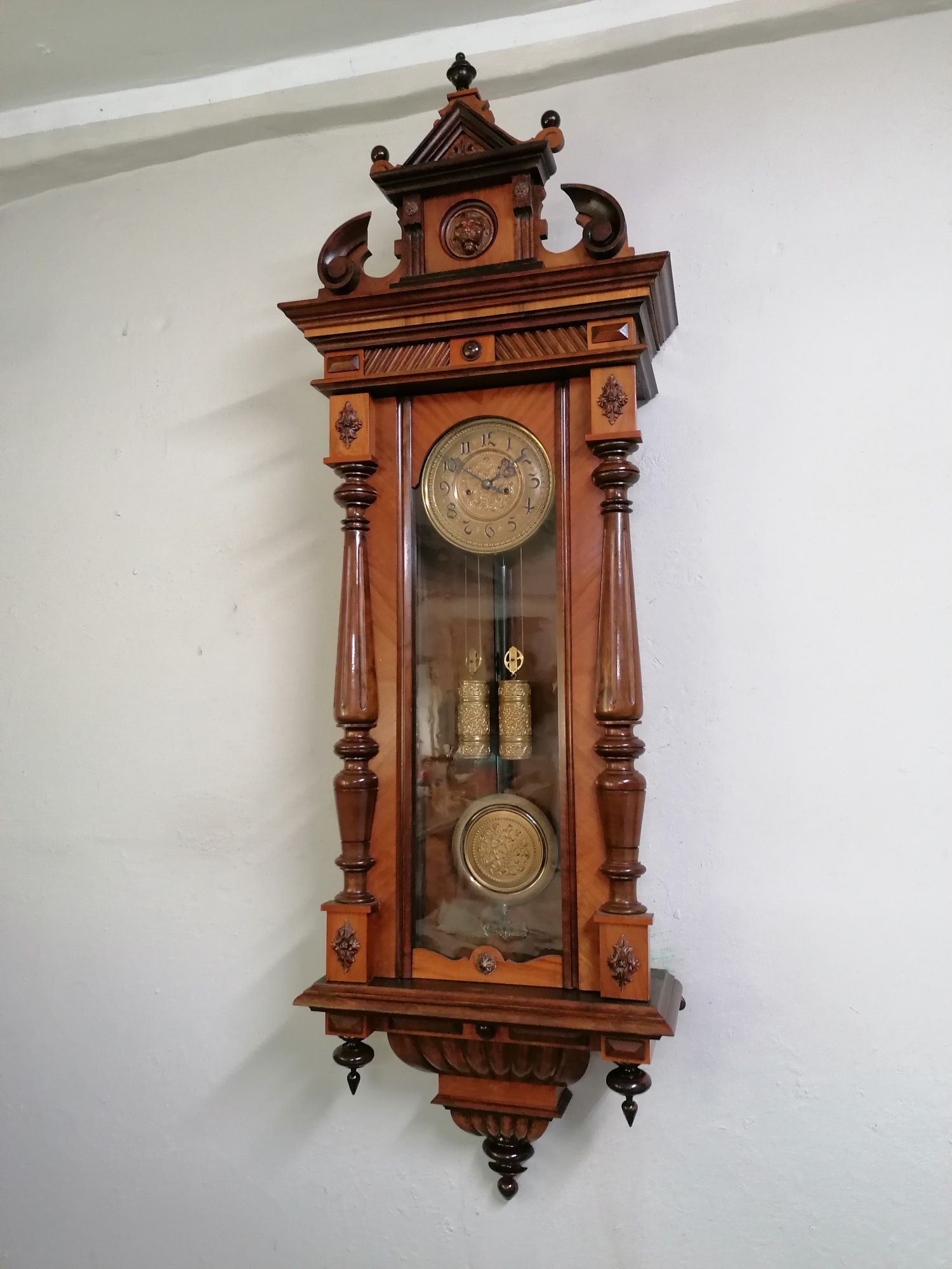 Zegar GUSTAV BECKER wiszący linkowy oryginalny z 1897 r.