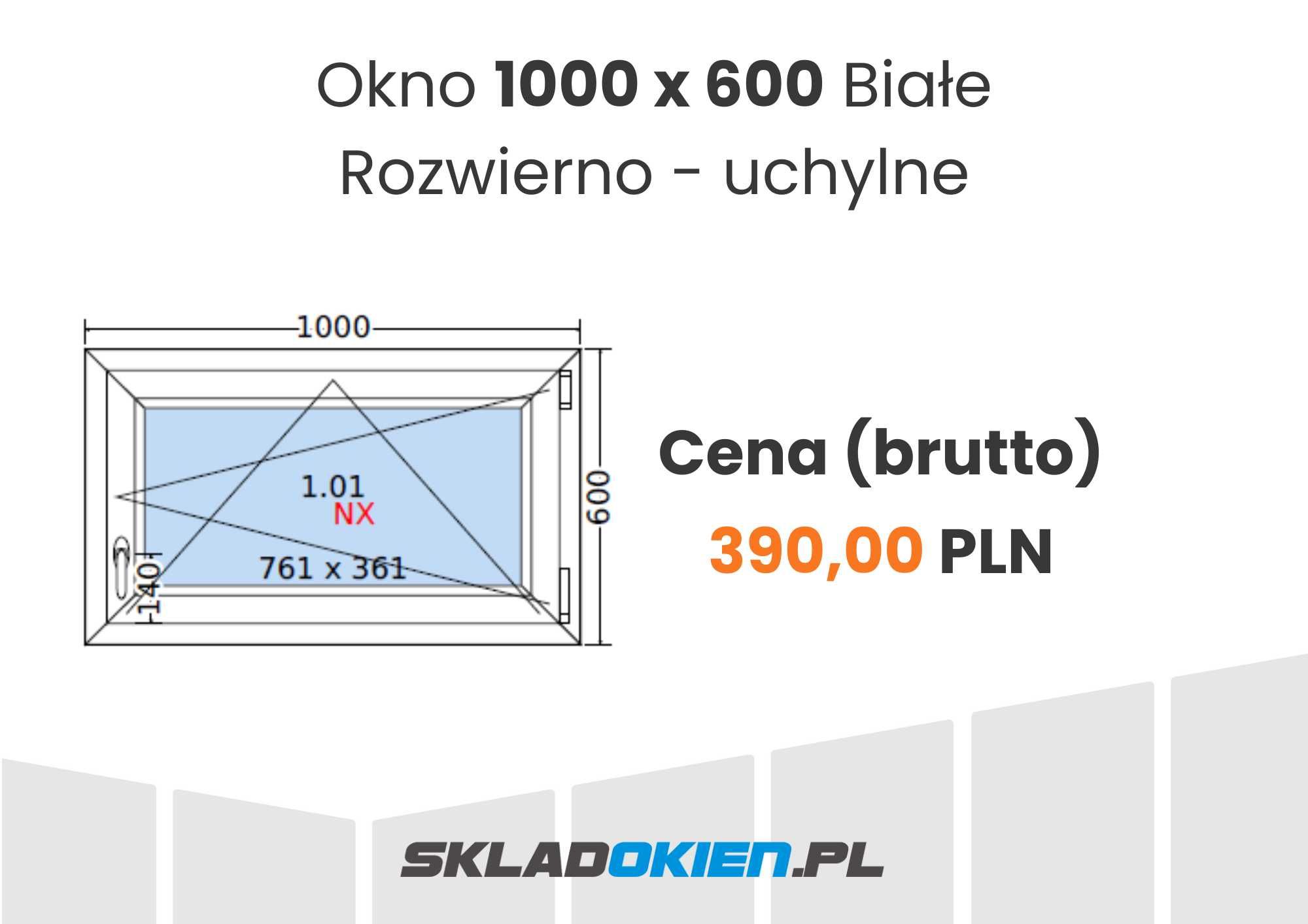 Okno 100x60 / 1000x600 - różne kolory / Wrocław / SKLADOKIEN.PL